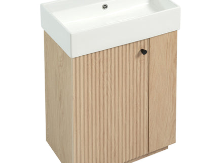 Bathroom Vanity With Sink, Freestanding Wood Grain Cabinet With Storage