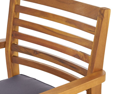 Outdoor Dining Chair With Slat Back And Acacia Wood Frame (Set of 2) - Gray / Teak