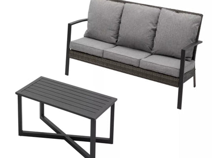 2 Piece Patio Set With Cushions & Coffee Table