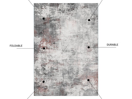 Toucan - 5' X 7' Washable Non - Slip Area Rug - Ivory / Dark Gray