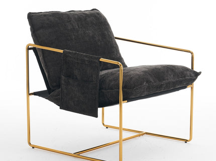 Upholstered Hanging Armchair With Arm Pocketsmetal Frame (Set of 2), Plated Craftsmanship, Crushed Foam Cushions And Skin-Friendly Woven Fabric For Living Room And Bedroom