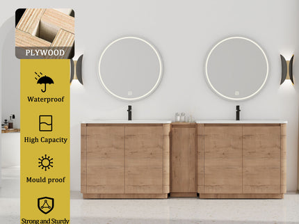Soft Close Door Freestanding Bathroom Vanity With Sink, 1 Small Storage Cabinet