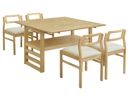 5 Piece Extendable Wood Square Dining Table Set With 2 Drop Leaves