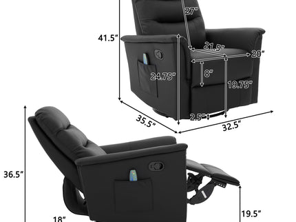 Manual Recliner Chair With 8 Point Massage And Swivel Function
