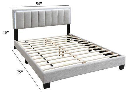 Bed With Channel Tufting And Built In LED Headboard