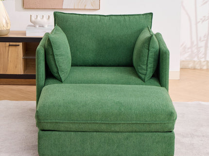 Oversized Deep Seat Accent Chair With Matching Storage Ottoman & Throw Pillows