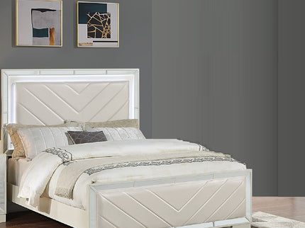 1 Piece Eastern King Size Upholstered Headboard And Footboard With Built In LED Lights