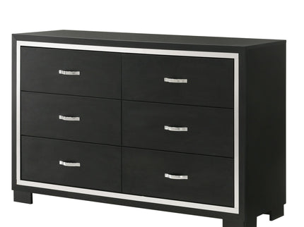 6 Drawer Dresser With Handles Bedroom Furniture - Black