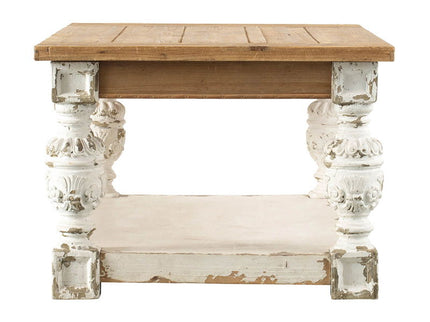 Rectangle Coffee Wooden Coffee Table, French Country Coffee Table - Brown / Antique White