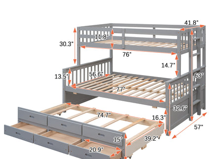 Bunk Bed With Twin Size Trundle And Drawers