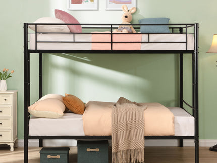 Modern Metal Bunk Bed, Full Over Full, No Box Spring Needed - Black