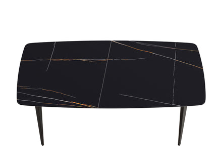 70.87" Modern Artificial Stone Curved Metal Leg Dining Table, Can Accommodate 6-8 People