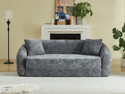 Curved Convertible Sofa, 2 In 1 Fold Out Bed With Pull Out Base And Deep Seat