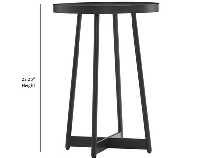 Ranlo - Round Accent Table With Geometric Legs - Black