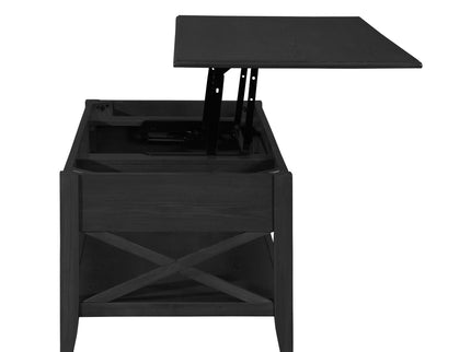 Decatur - Farmhouse Lift Top Coffee Table With Storage - Black / Ash