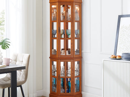 Corner Curio Cabinet With 5 Shelves And Lighting System (E26 Light Bulb Not Included)