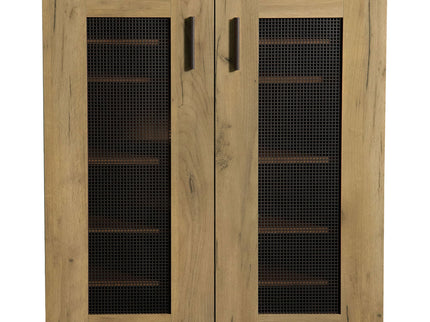 Door Accent Cabinet With Screens - Brown