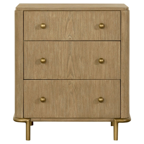 3 Drawer Nightstand With USB Ports - Brown
