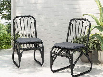 Outdoor Wicker Dining Chairs With Washable Cushion (Set of 2)