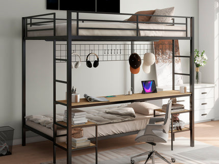 Ethan - Bunk Bed With Desk, Charging Station, Storage Shelves