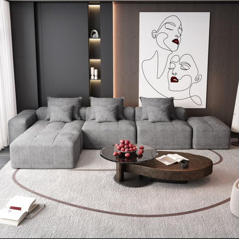Modern Oversized, Modular Sectional Sofa With Pillows