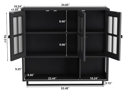 3 Door Wall Cabinet With Glass Door And Towel Bar