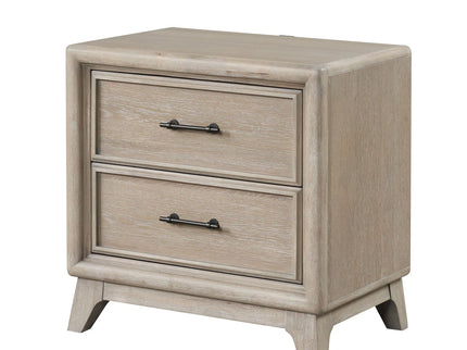 1 Piece Nightstand With Angled Feet, Dovetail Drawers, Bedroom Furniture - Oak