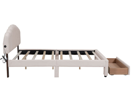Upholstered Platform Bed With Drawer