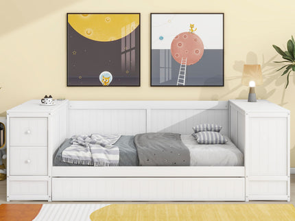 Daybed With Storage Arms, Trundle And Charging Station