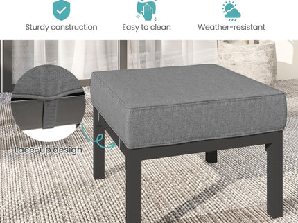 Patio Ottomans With Cushions, All-Weather Footrests (Set of 2)
