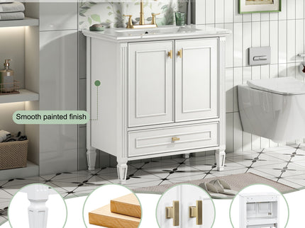 Freestanding Vanity With 1 Drawer & 2 Soft Close Doors With Door Mounted Storage