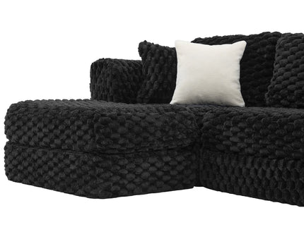 Modular Sectional Sofa, Boneless Couch With 2 Movable Ottomans