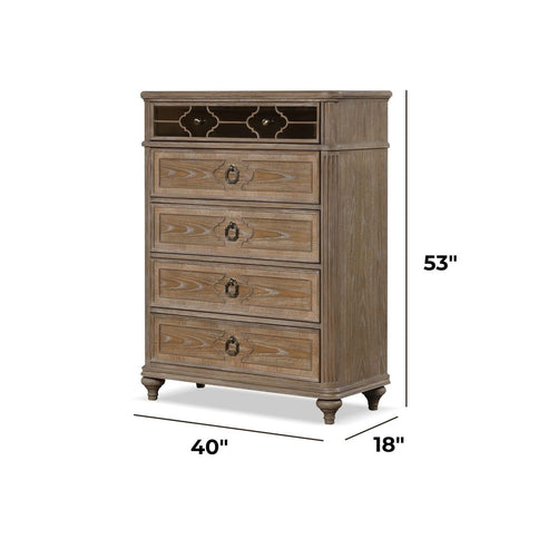 1 Piece Chest, Back Dovetail Drawers, Bedroom Furniture - Oak / Rustic