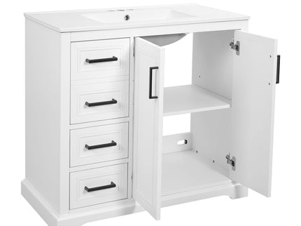 Bathroom Vanity With Sink, Soft Close Doors, Adjustable Shelf & 3 Drawers
