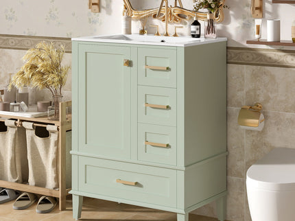 Bathroom Vanity, Modern Bathroom Cabinet With Sink Combo Set, Bathroom Storage Cabinet With A Soft Closing Door And 3 Drawers, Solid Wood Frame