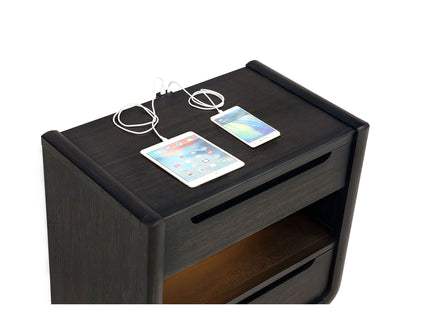 Bangor - 2 Drawer LED Nightstand With USB - Black