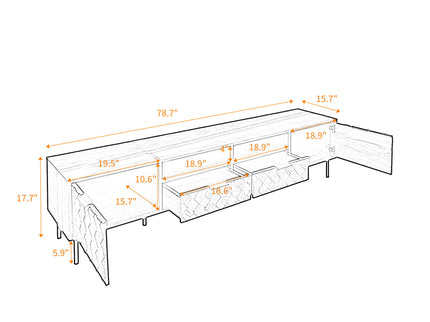 TV Stand For TVs Up To 85" With Closed Storage, Soft Closing Hinges, Living Room Entertainment Center - Walnut