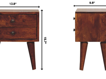 Mini Modern Bedside Table - Chestnut