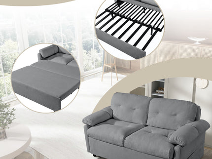Convertible Pull Out Sofa Bed Queen Size, 3 In 1 With Side Storage