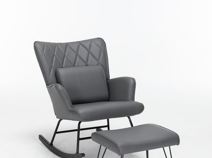 Rocking Accent Chair With Lumbar Pillow And Ottoman