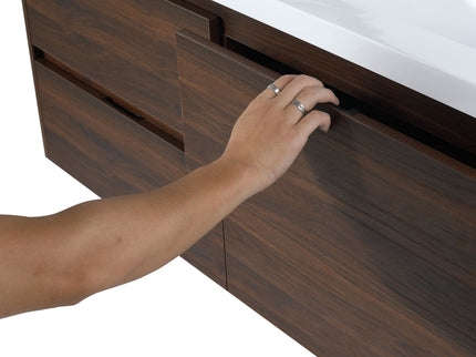 Modern Floating Bathroom Vanity With Dual Resin Sink, Soft Close Drawers