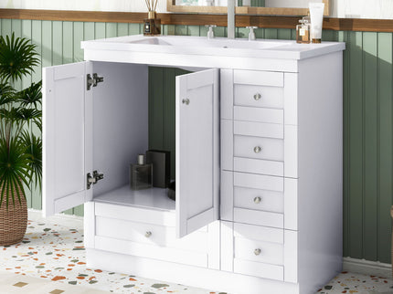 Shaker Free Standing Bathroom Vanity Cabinet With Sink, Soft Close Drawers, Soft Close Doors