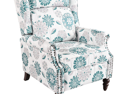 Push Back Recliner Chair Upholstered Recliner Armchair With Classic Wing Back And Solid Gourd-Shaped Legs