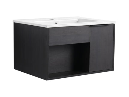Wall Mounted Floating Bathroom Vanity With Open Shelf & Soft Close Door