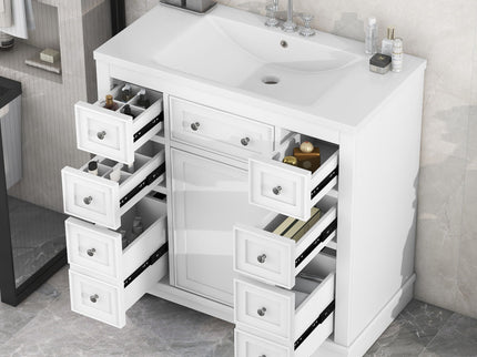 Modern Bathroom Vanity With Sink Combo, 6 Drawers And 1 Cabinet