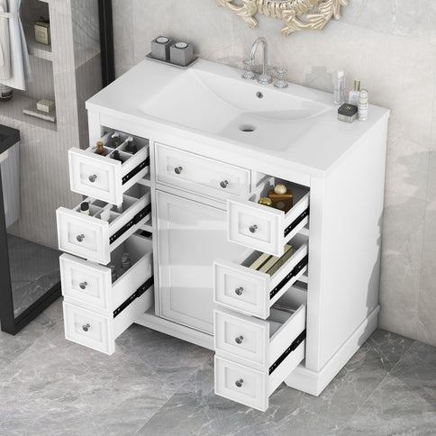 Modern Bathroom Vanity With Sink Combo, 6 Drawers And 1 Cabinet