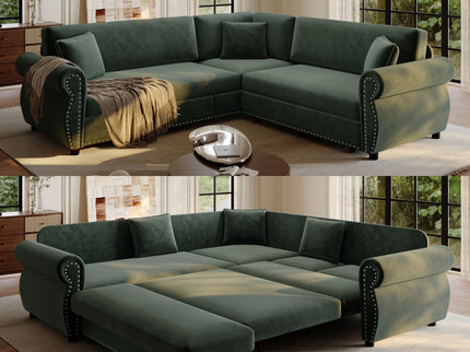 L-Shaped Sofa Couch With Pull-Out Bed