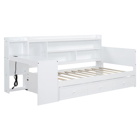Daybed With 3 Drawers USB Ports And Desk