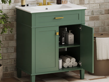 Bathroom Vanity With Ceramic Basin, Soft Close Door And Adjustable Shelves