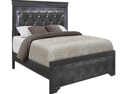 Shaker - Bed With LED Lighting And Crystal Inspired Tufted Headboard